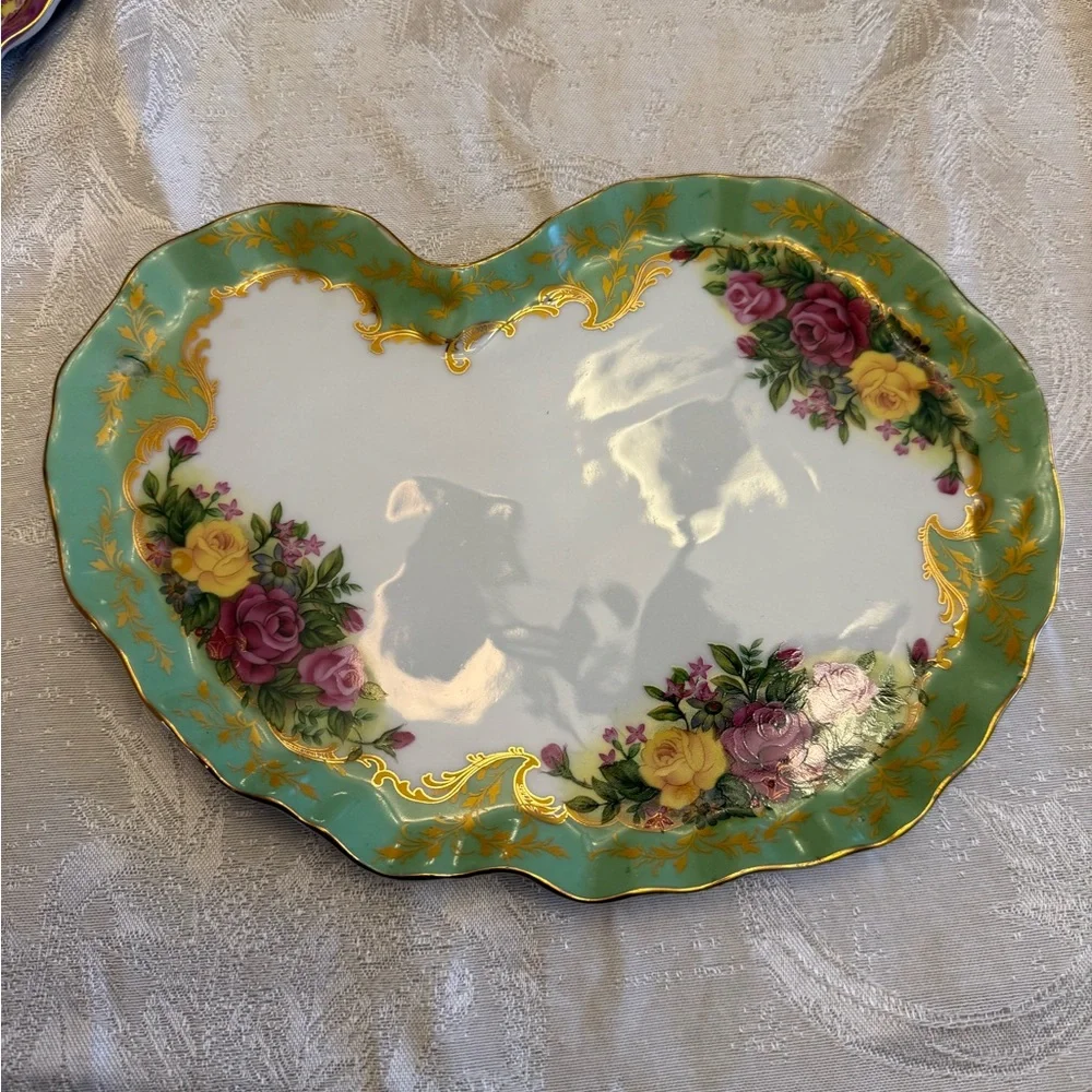2 Vintage Relish Trays with Gold Accents